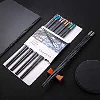 Palillos de 5 colores Juego de 5 palillos Palillos japoneses Palillos de aleación reutilizables Lavable K2